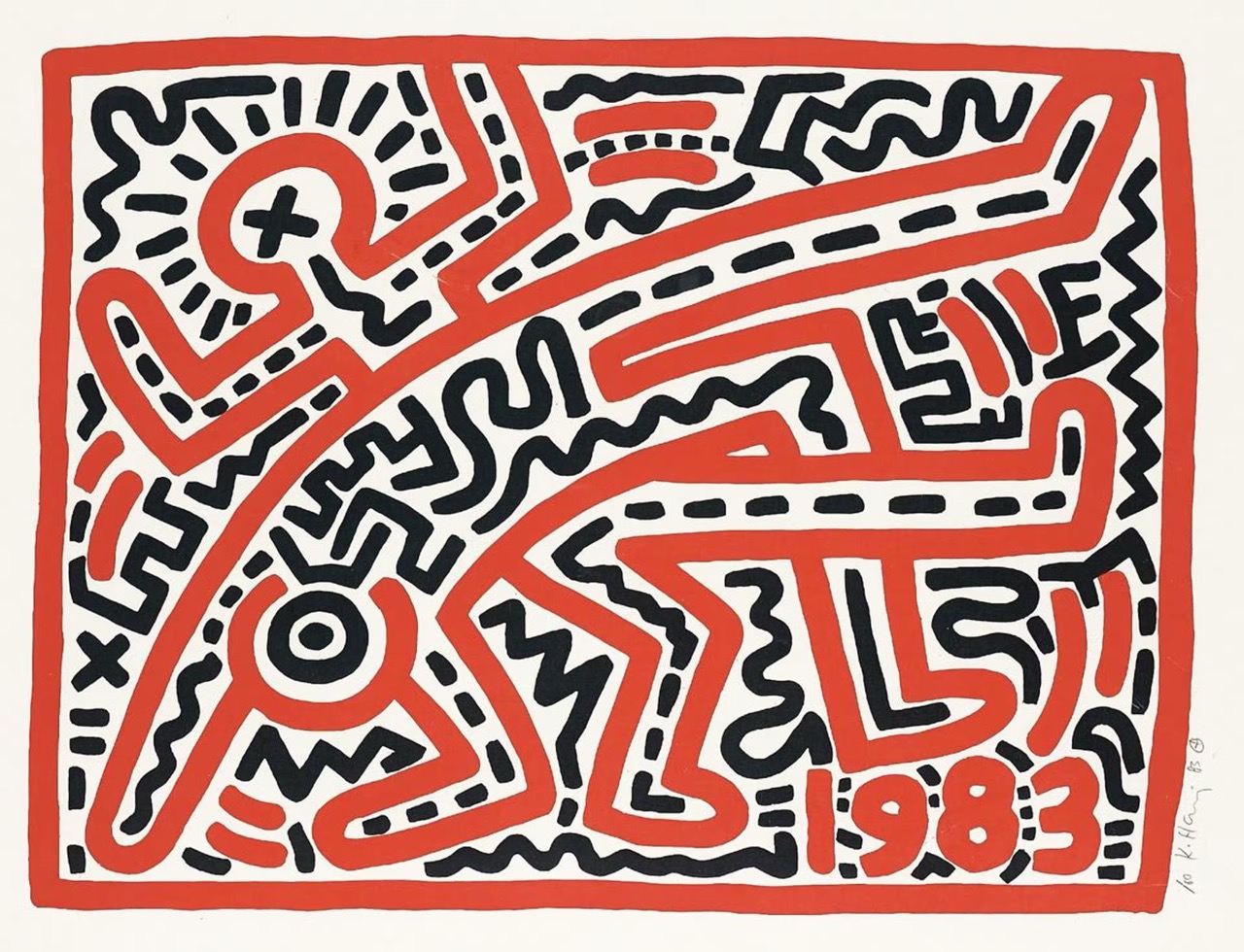 Untitled (Red and Black Woodcut) 1983 – Keith Haring 1958-1990